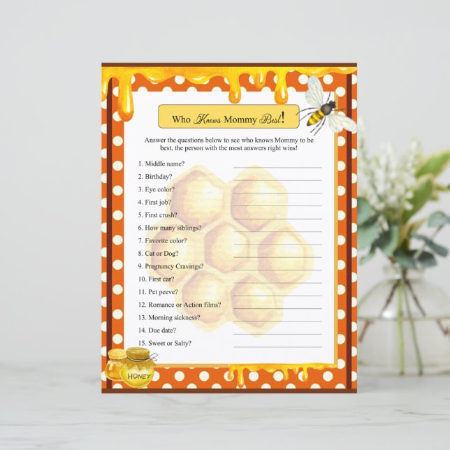 Doce Chá de fraldas De Abelhas De Mel Que Conhece  (Em pé/Frente)