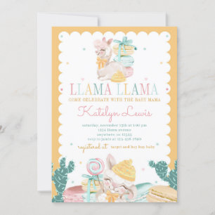 Doce Chá de fraldas Llama Pastel Convite Cactus