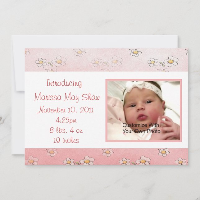 Doce como anúncio de nascimento de bebê da Daisy (Frente)