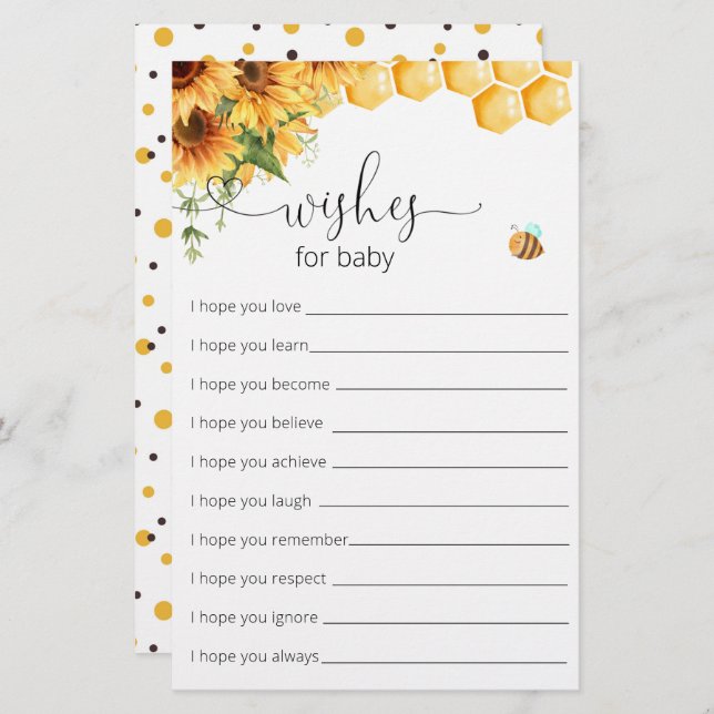 Doce Como Chá de fraldas De Abelha Deseja Bebê (Frente/Verso)