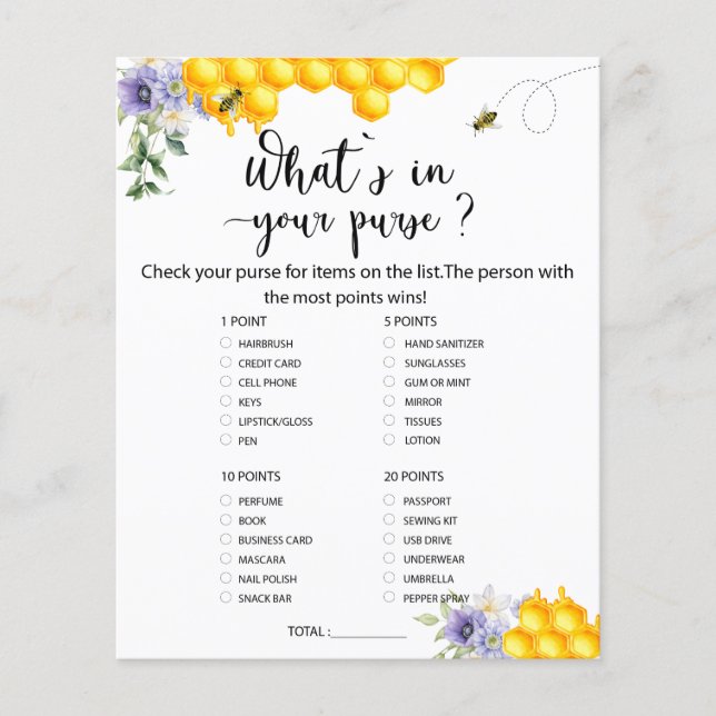 Doce como pode ser Bee O que está na sua bolsa de  (Frente)