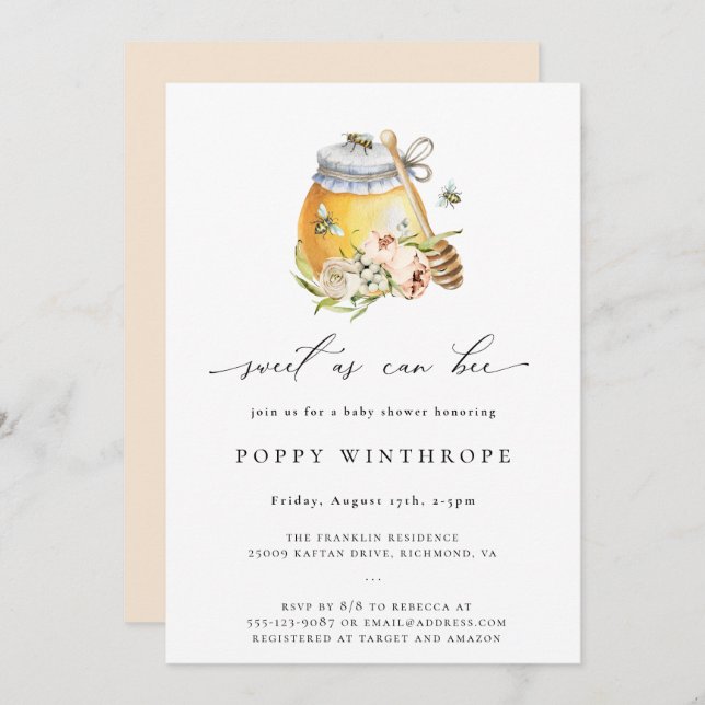 Doce Como Pode Ser O Convite Para Chá de fraldas D (Frente/Verso)