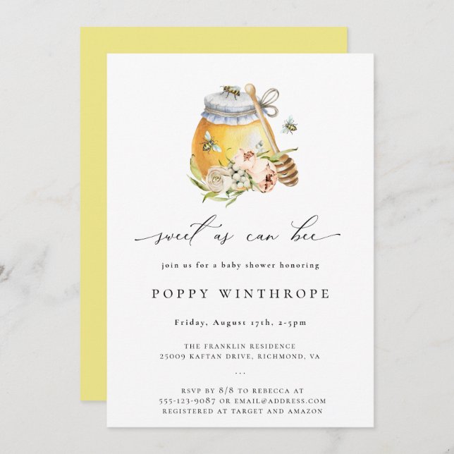 Doce Como Pode Ser O Convite Para Chá de fraldas D (Frente/Verso)