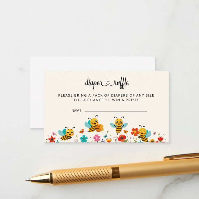 Doce como um favo de mel cartão de rifa de fraldas (Frente/Verso In Situ)