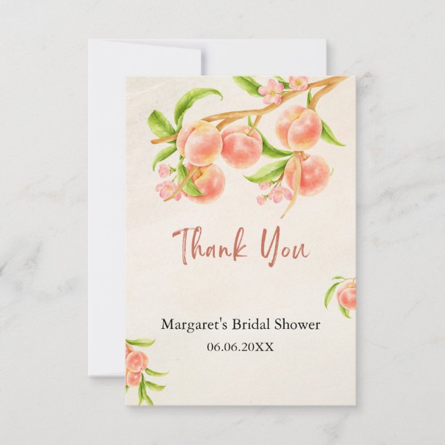 Doce como um Pêssego Cartão de Agradecimento (Frente)