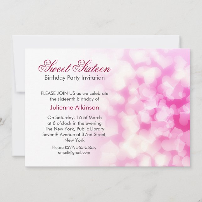 doce convite de aniversário dezesseis (Frente)