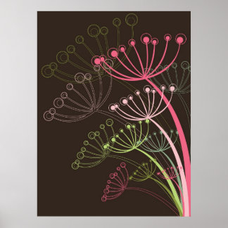 Doce Dandelions Flor Rosa Poster