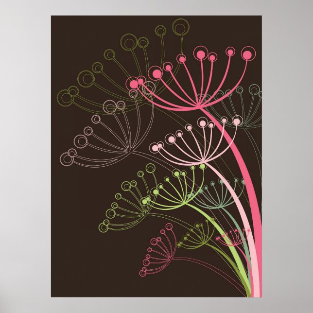 Doce Dandelions Flor Rosa Poster (Frente)