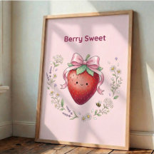 Doce de Morango Kawaii Arte de Parede Poster Fofo