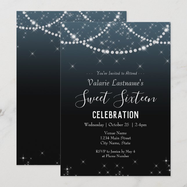 Doce Dezesseis Celebrações de Aniversário Ombre Di (Frente/Verso)