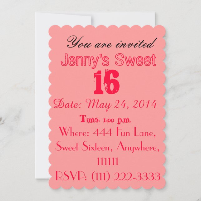Doce Dezesseis Convites - Bonito Rosa (Frente)