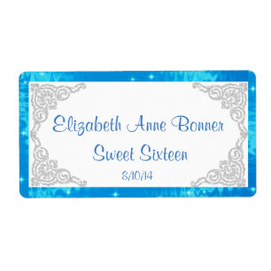 Doce Dezesseis Etiquetas Azuis e Prateadas