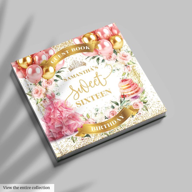 Doce Dezesseis Livros Convidados Esmagam Dourada L (Chic Blush Gold Guest Book Sweet Sixteen)