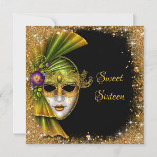 Doce dezesseis, mascarada, convite Dourado do