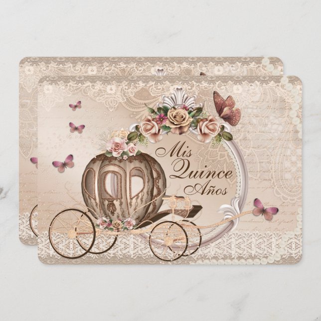 Doce Dezesseis Quinceanera - Convites de Aniversár (Frente/Verso)