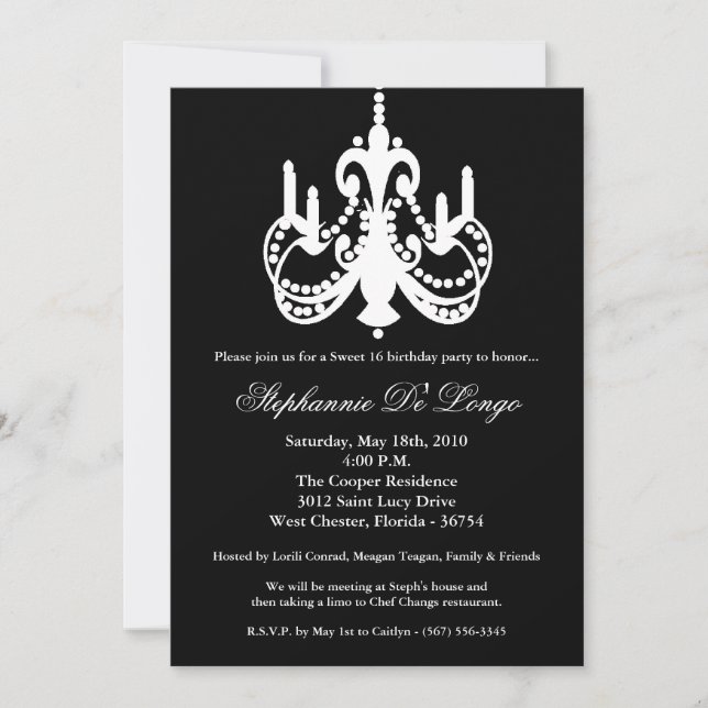 doce do candelabro 5x7 convite da peça de 16 (Frente)