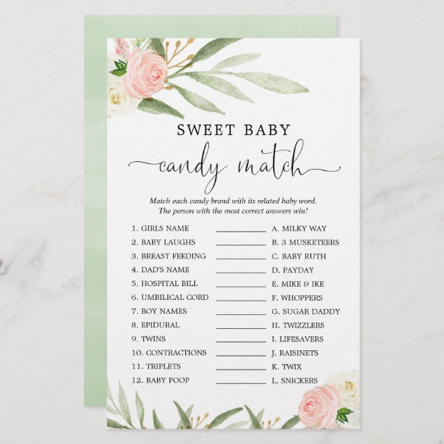 Doce doce doce doce jogo chá jogo rosa verde (Frente/Verso)