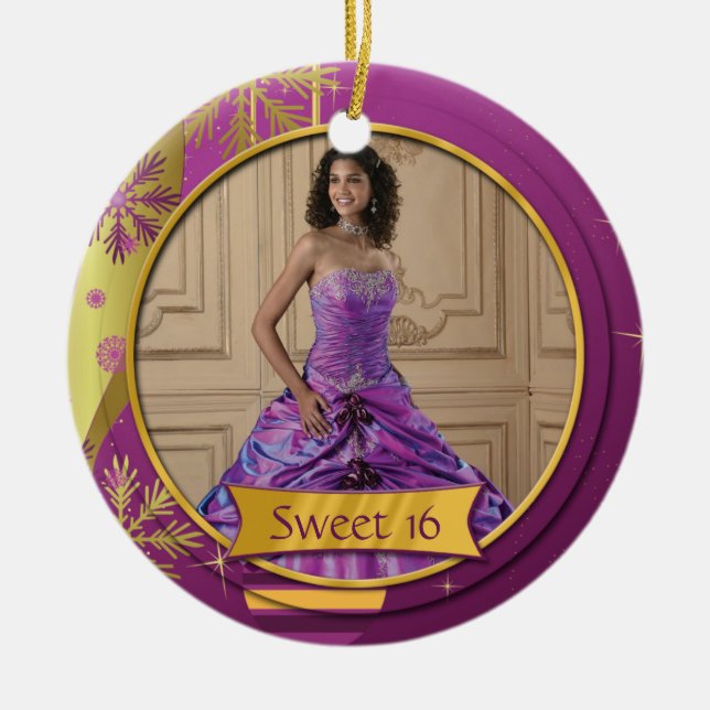 Doce Dourado roxo 16 do ornamento (Frente)