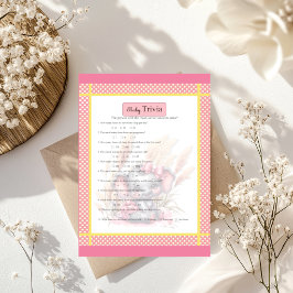 Doce Elefante Rosa Jogo de Trivia para Chás de Beb