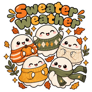 Doce Fantasma Laranja Kawaii Suéter de Malha de Ou