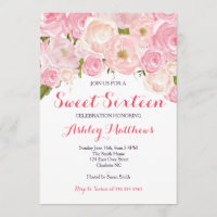Doce Floral Cor-de-Rosa Sessenta Convite de Aniver