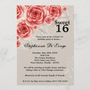 doce floral das rosas vermelhas 5x7 convite de 16