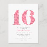 Doce Floral Rosa 16 Convite de Aniversário