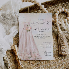 Doce Floral Rosa Esbranquiçado 16 Convite de Anive