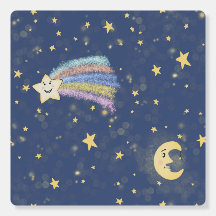 Doce Ilustração Lua e Estrelas Azul Jeans