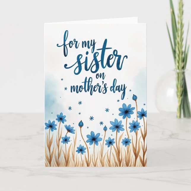 Doce Irmã Cartão com Asterisco para o Dia das Mães (Frente)