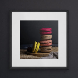 Doce Macarons cozinha Poster Macarons Amarelo Verm