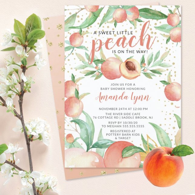 Doce Meninas de Peach Convite para Chá de fraldas (Criador carregado)