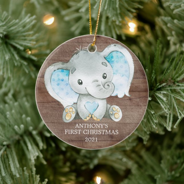 Doce Menino Elefante Enfeite de Primeiro Natal do  (Árvore)