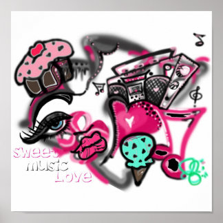 Doce Música Amor Grafitti Couture ist Poster