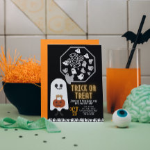 Doce ou travessura costumeiro convite de Halloween