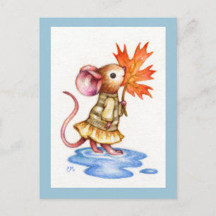 Doce Outono - Cartão Postal de Arte do Rato Fofo