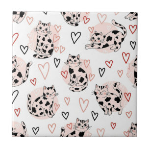 Doce Padrão de Gatos Kawaii Rosa & Corações (4)