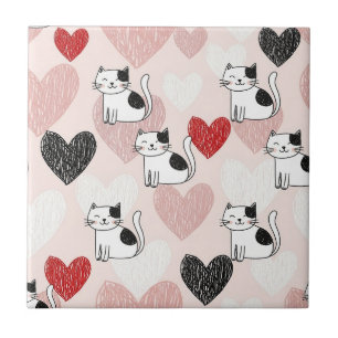 Doce Padrão de Gatos Kawaii Rosa & Corações (9)