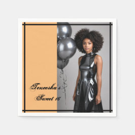 doce papel de 16 festas guardanapo preto