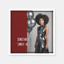 doce papel de 16 festas guardanapo vermelho preto