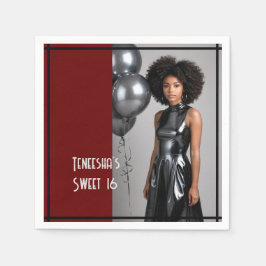 doce papel de 16 festas guardanapo vermelho preto