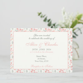 Doce Pea Floral PInk e Convite para Casamento de C