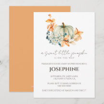 Doce Pequeno Chá de fraldas de Abóbora Convite