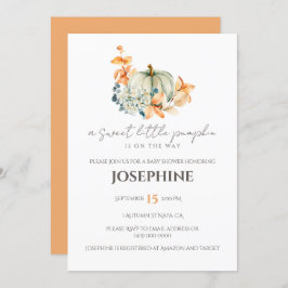 Doce Pequeno Chá de fraldas de Abóbora Convite