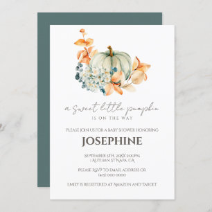Doce Pequeno Chá de fraldas de Abóbora Convite