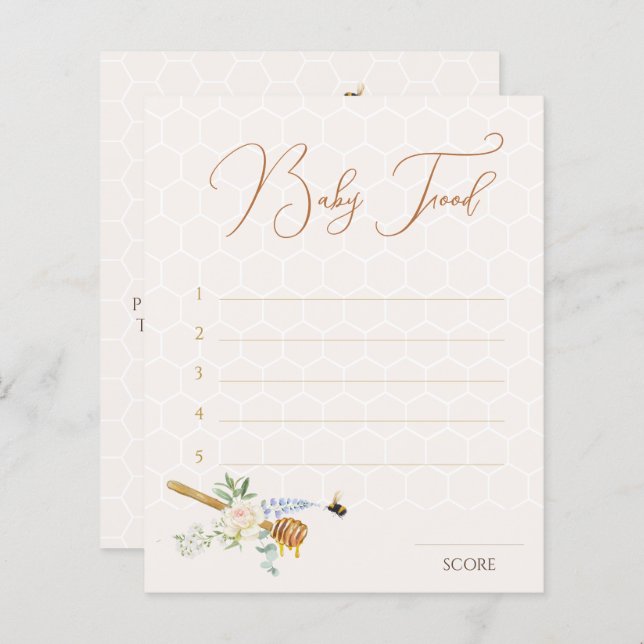 Doce Pequeno Chá de Mel Adivinha o Jogo da Comida  (Frente/Verso)