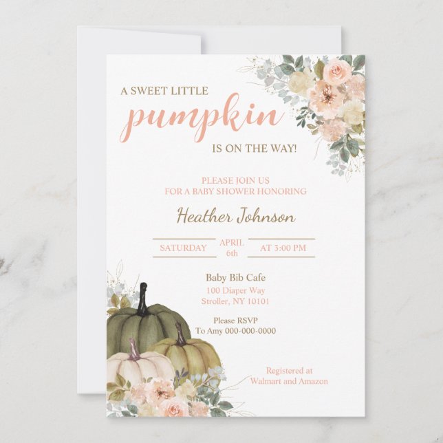 Doce Pequeno Convite Para Chá de fraldas De Outono (Frente)