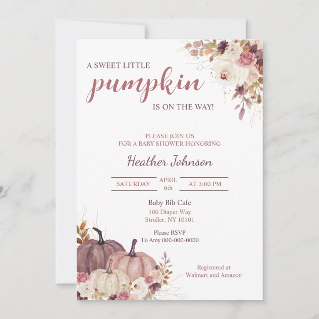 Doce Pequeno Convite Para Chá de fraldas De Outono (Frente)