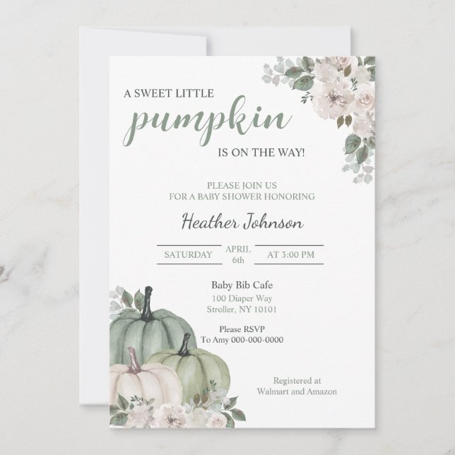 Doce Pequeno Convite Para Chá de fraldas De Outono (Frente)