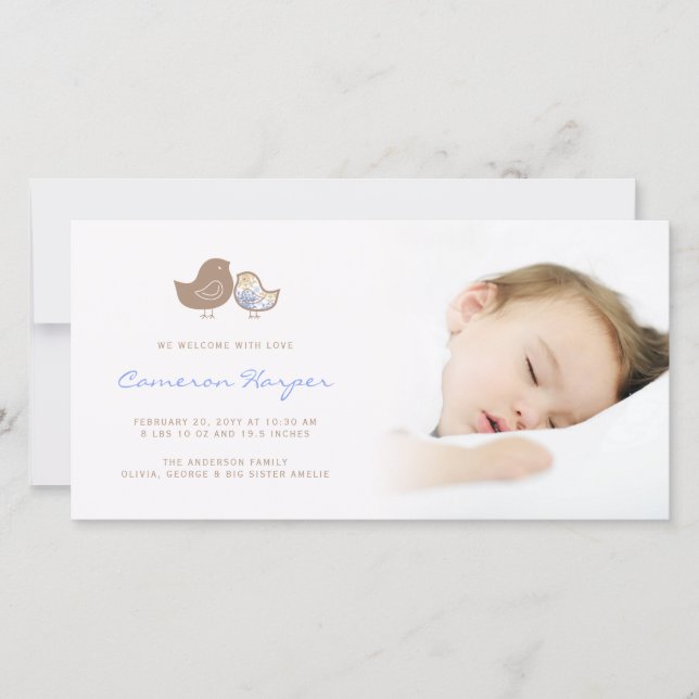 Doce Pintinhos Damask Anúncio de Nascimento do Beb (Frente)